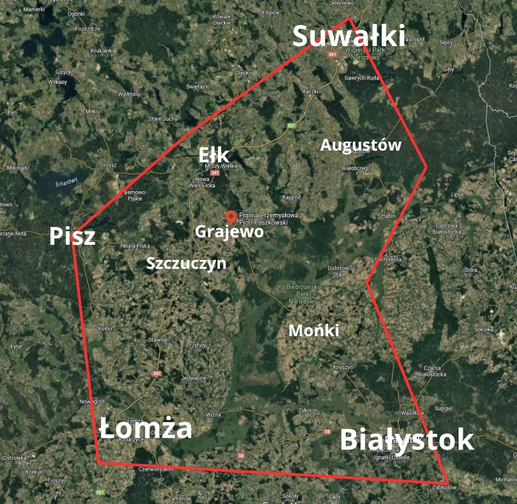 Pranie odzieży roboczej Grajewo -Obszar obsługi